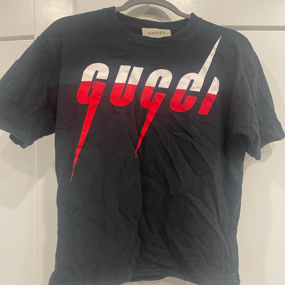 Gucci Black Tee with Red and White Graphic